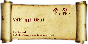 Ványi Ubul névjegykártya